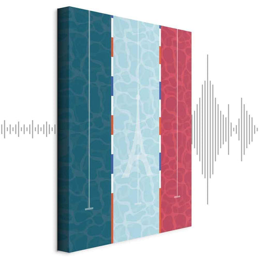 Leinwandbild - Graphic Illustration of a Swimming Pool Against the Backdrop of the French Flag