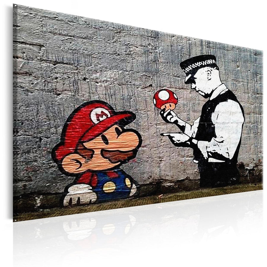 Leinwandbild - Mario and Cop by Banksy Artgeist