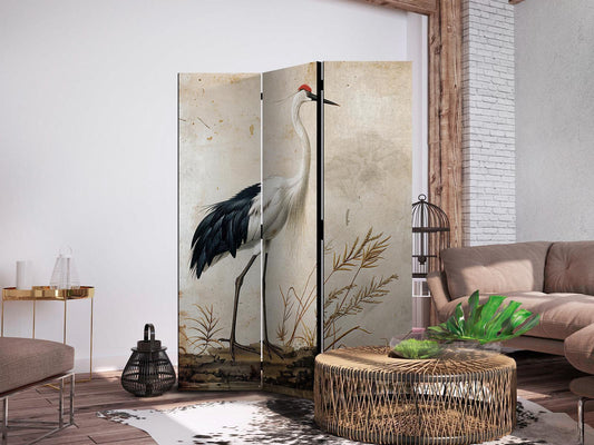 Paravent - Birds from an old engraving - vintage-style illustration depicting a heron and a crane