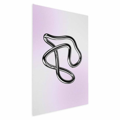 Poster - Silver Intricacies - fluid metallic figure on a gradient background
