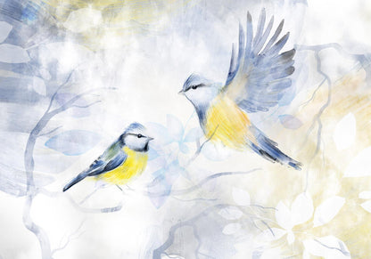 Fototapete - Meisentraum - Bezaubernde Aquarell-Kunst mit elegantem Meisen-Motiv