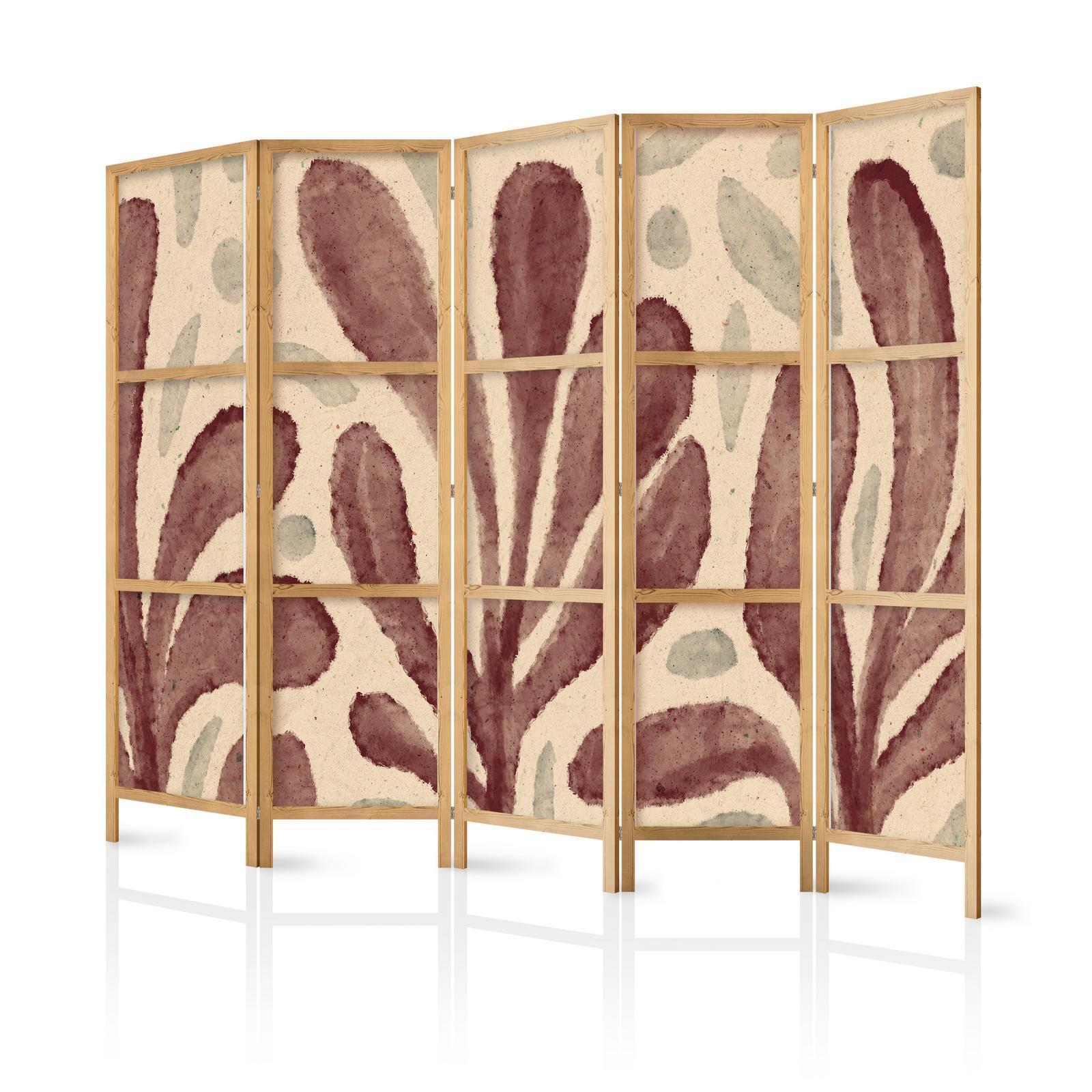 Japanischer Paravent - Waving Leaves - Irregular Plant Shapes in the Style of Matisse Artgeist