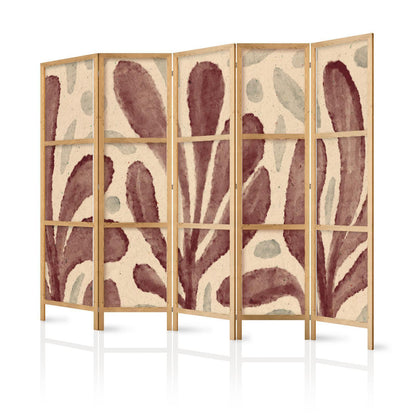 Japanischer Paravent - Waving Leaves - Irregular Plant Shapes in the Style of Matisse Artgeist