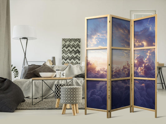Japanischer Paravent - The Sun in Hiding: The Golden Face of the Sky Over a Cloudy Sea