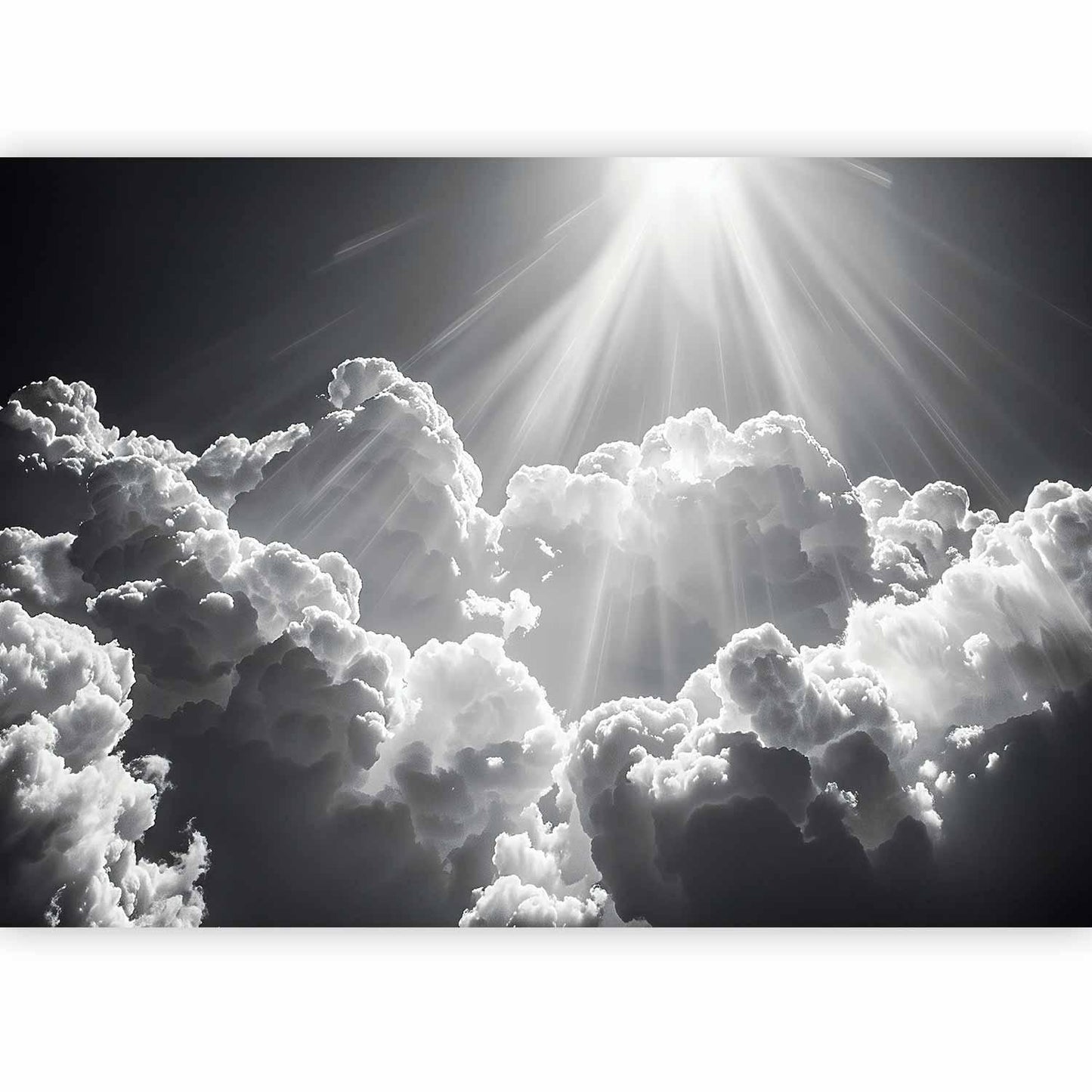 Fototapete - Hope in the Clouds: Inspiring Rays of the Sun – Awaken Emotions