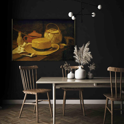 Leinwandbild - Still life with yellow straw hat (Vincent Van Gogh) Artgeist