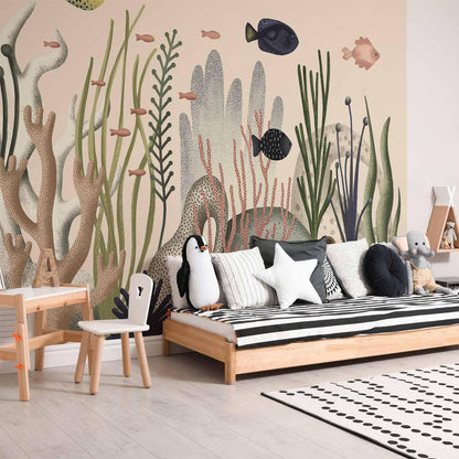 Fototapete - Underwater World - Fish and Corals in Pastel Colours