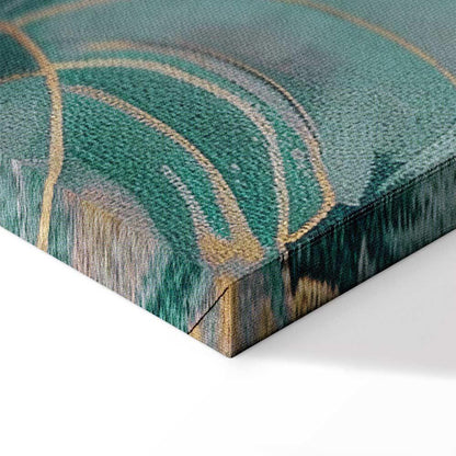 Leinwandbild - Tapestry Pattern with a Meadow and Flowers Kilim with a Spring Motif