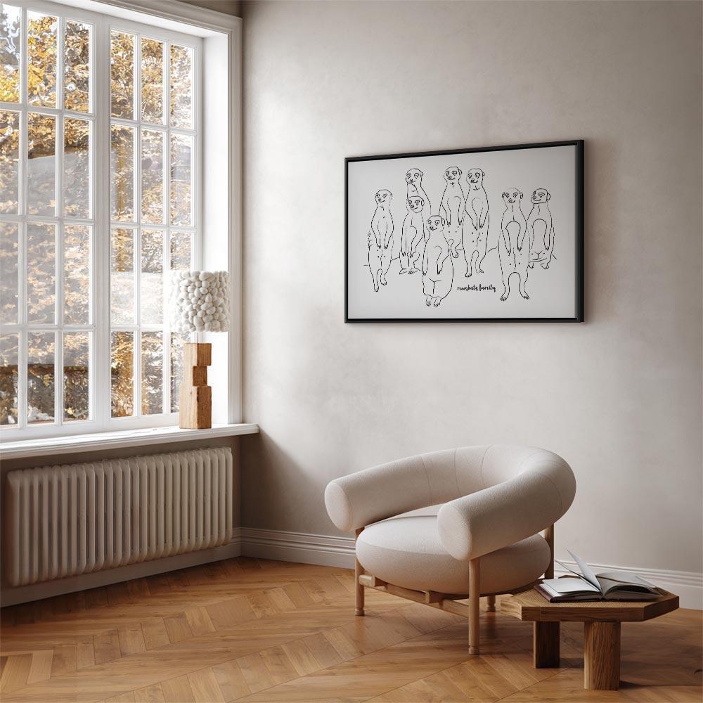 Leinwandbild - Animal Patrol (1-part) - Meerkats on Black and White Background