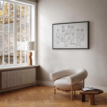 Leinwandbild - Animal Patrol (1-part) - Meerkats on Black and White Background