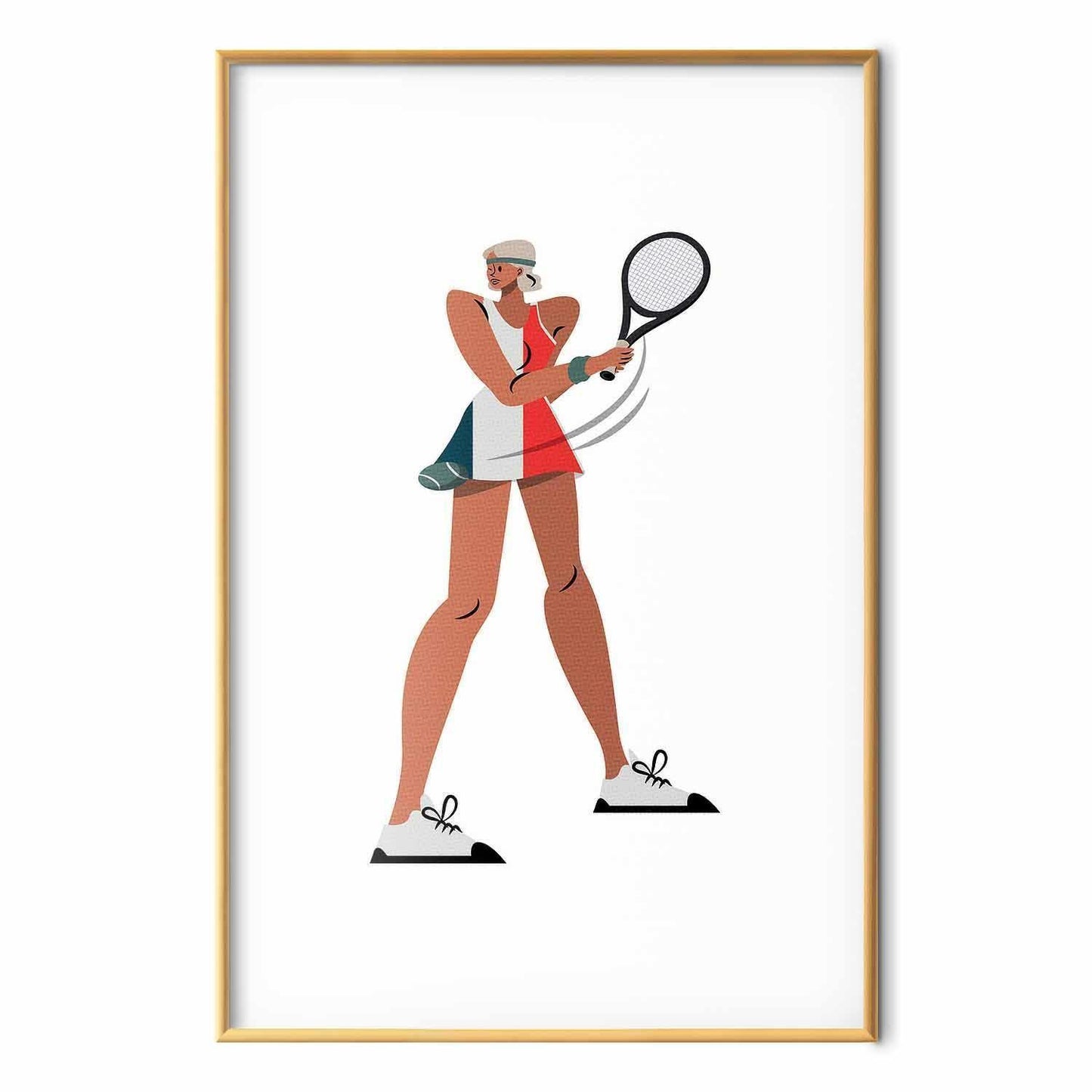 Poster - Tennis Player with a Racket on a White Background - Illustration