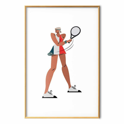 Poster - Tennis Player with a Racket on a White Background - Illustration