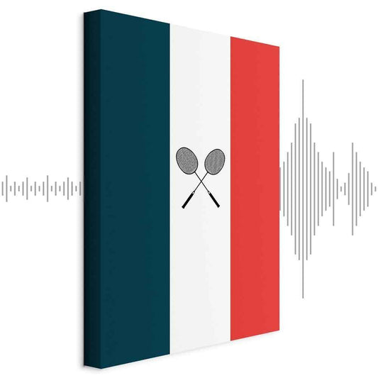 Leinwandbild - Black Badminton Rackets Against the Backdrop of the French Flag