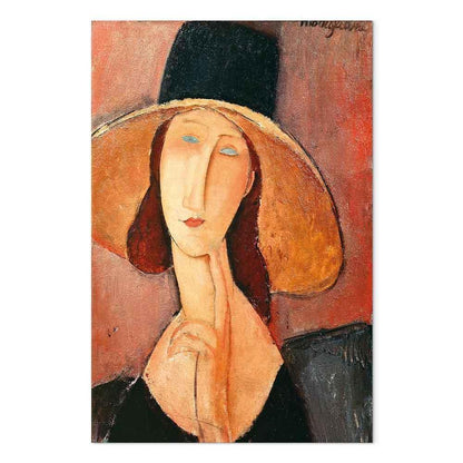 Leinwandbild - Amedeo Modigliani – Portrait of Jeanne Hebuterne in a Large Hat
