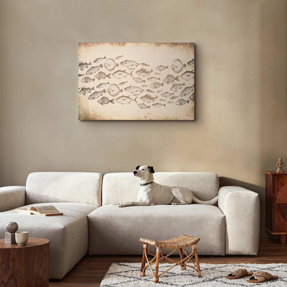 Leinwandbild Fische Japandi-Stil – Minimalistische Wandkunst