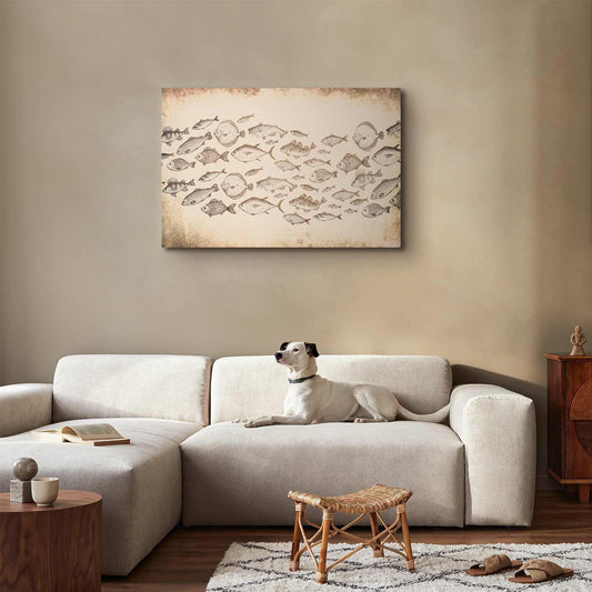 Leinwandbild Fische Japandi-Stil – Minimalistische Wandkunst
