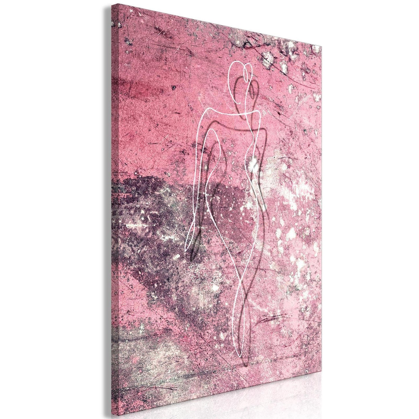 Leinwandbild - Figure on Pink Background (1-part) - Female Silhouette in Marble Artgeist
