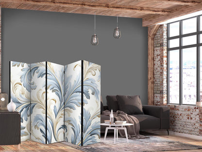 Paravent - Baroque Ornaments in Light Creamy Blue Colors Artgeist