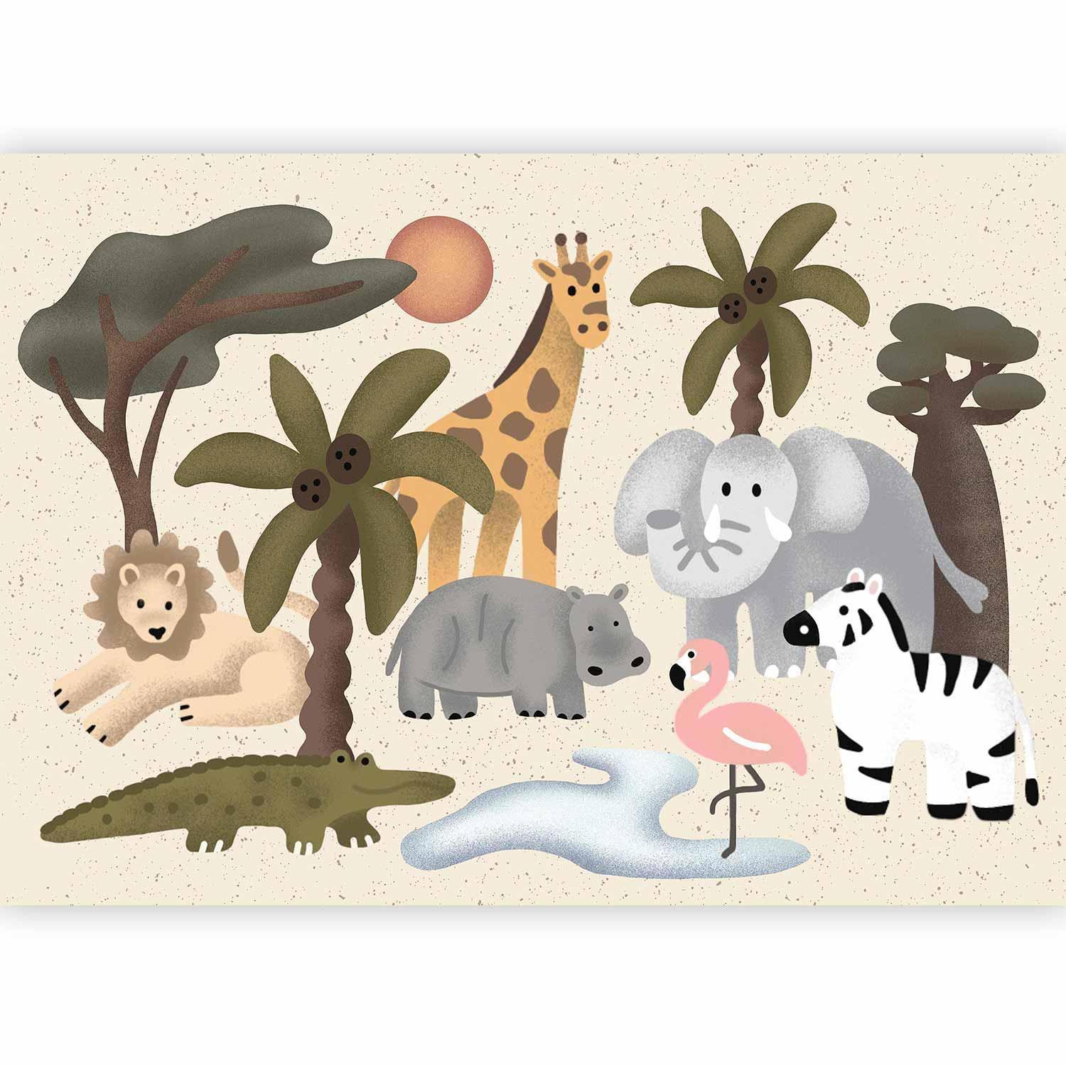 Fototapete - Children's Africa - Animals With Simple Shapes Artgeist