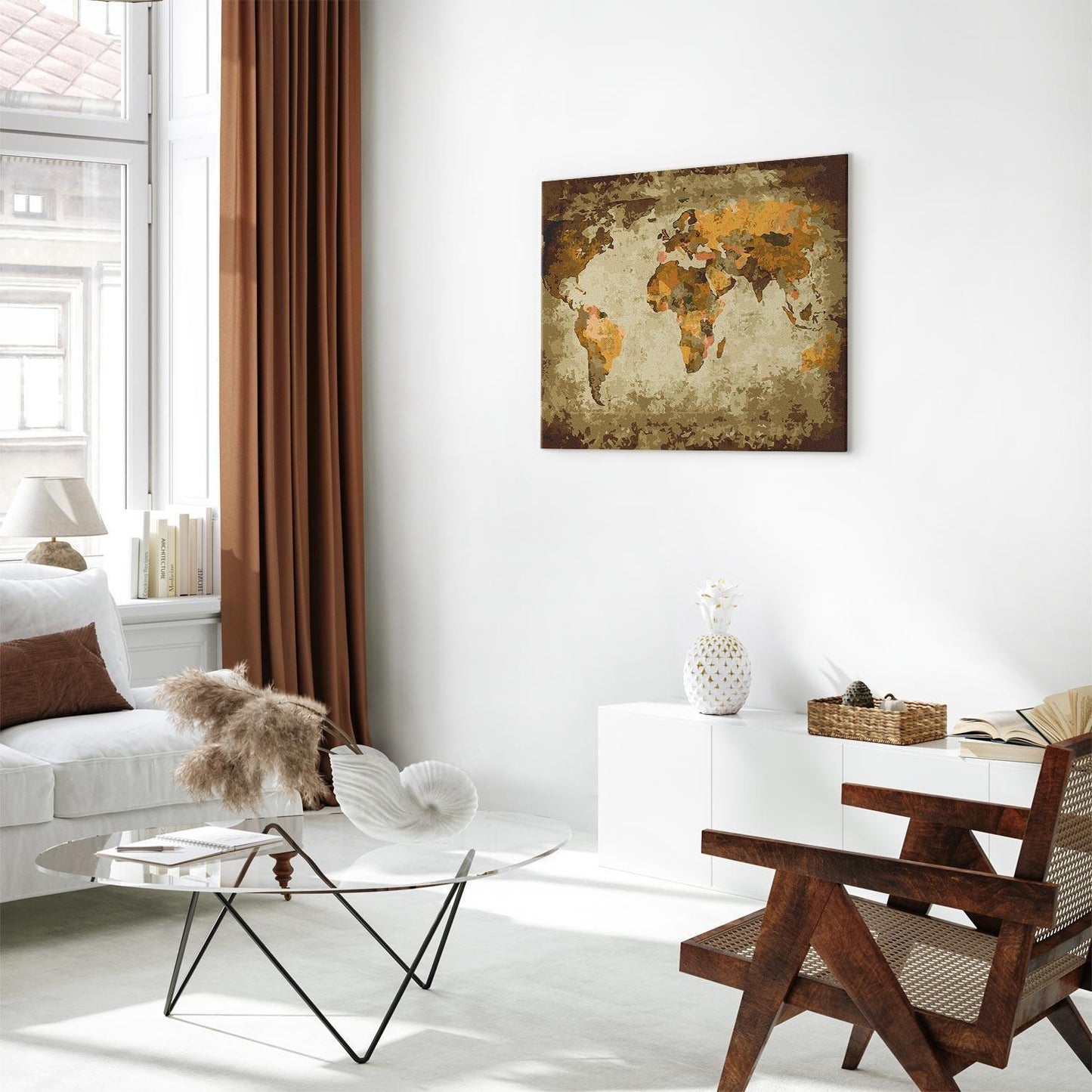 Malen nach Zahlen - Brown World Map