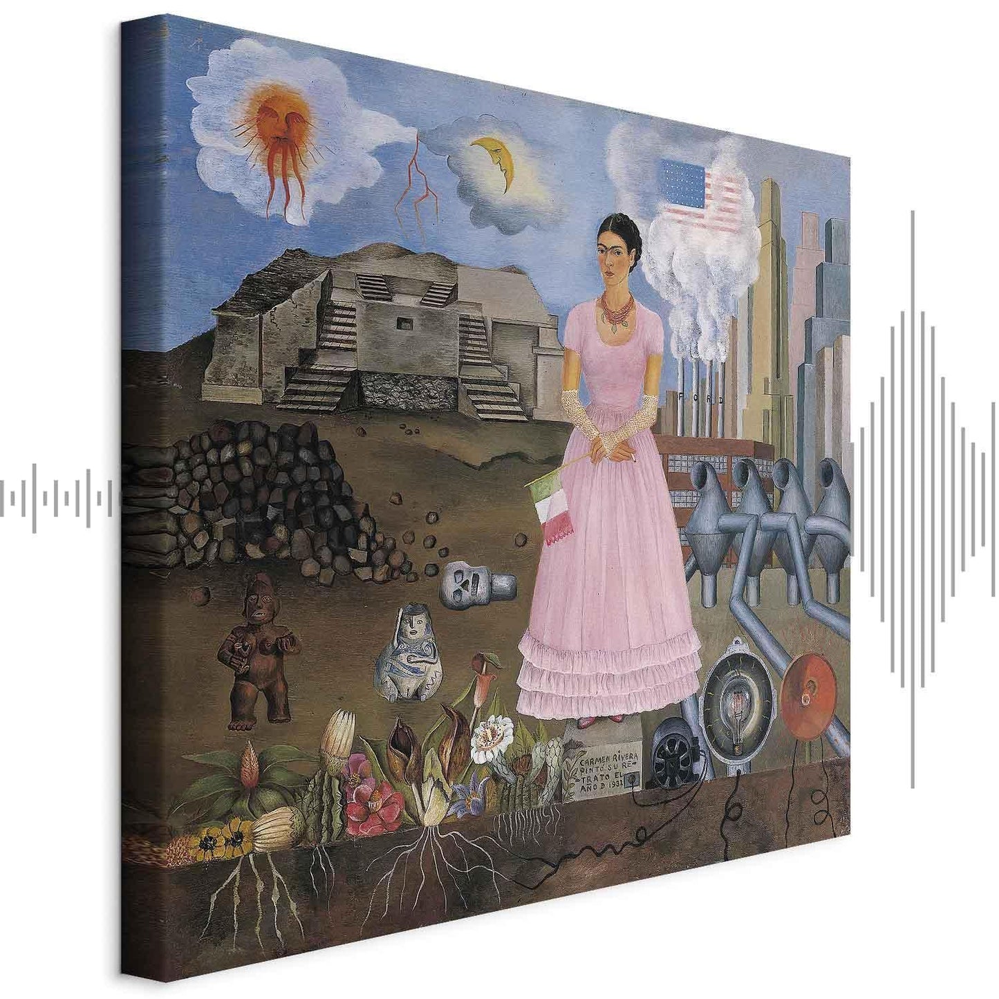 Leinwandbild - Frida Kahlo – Self-Portrait on the Borderline Between Mexico and the United States