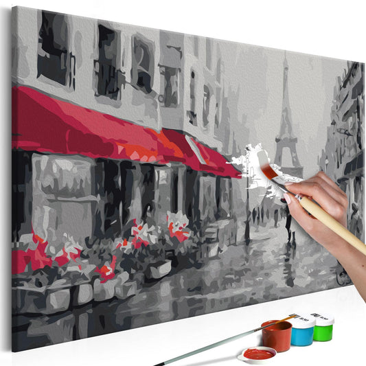 Wandbild zum Ausmalen Rainy Paris - Hauptmotiv mit romantischem Paris im Regen
