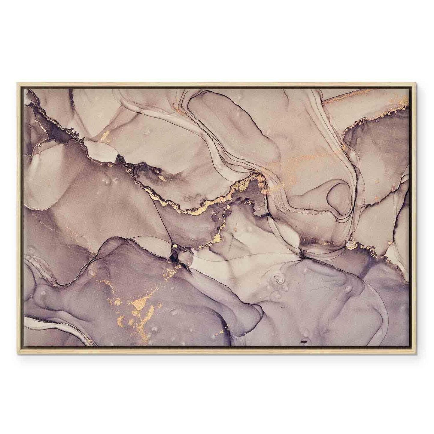 Leinwandbild - Watercolour abstraction - powder pink marble with gold accents