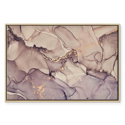 Leinwandbild - Watercolour abstraction - powder pink marble with gold accents