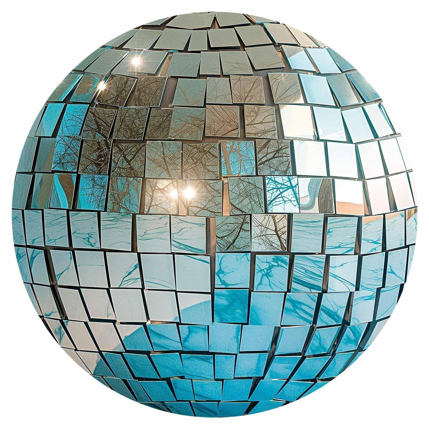 Runde Fototapete - Sky blue disco ball