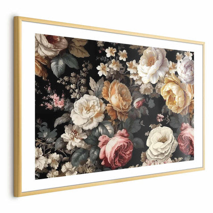 Poster - Colorful Flowers on a Black Background