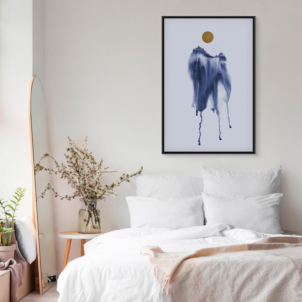 Leinwandbild - Forest in Watercolors (1-part) - Blue Hue Landscape Abstraction