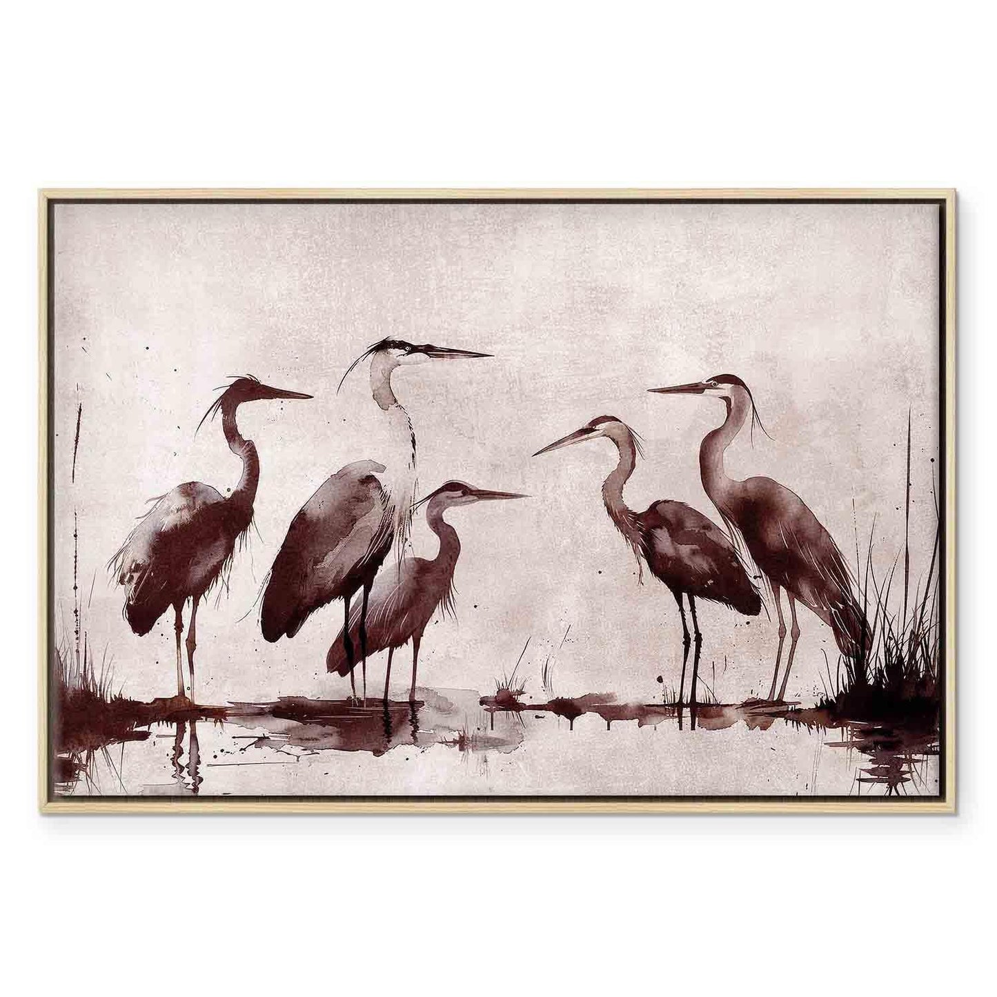 Leinwandbild - Herons painted with ink