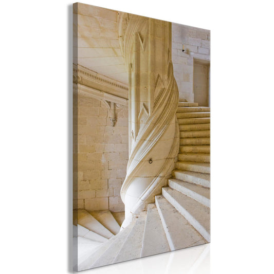 Leinwandbild – Steintreppe ins Licht (1-teilig, Hochformat)