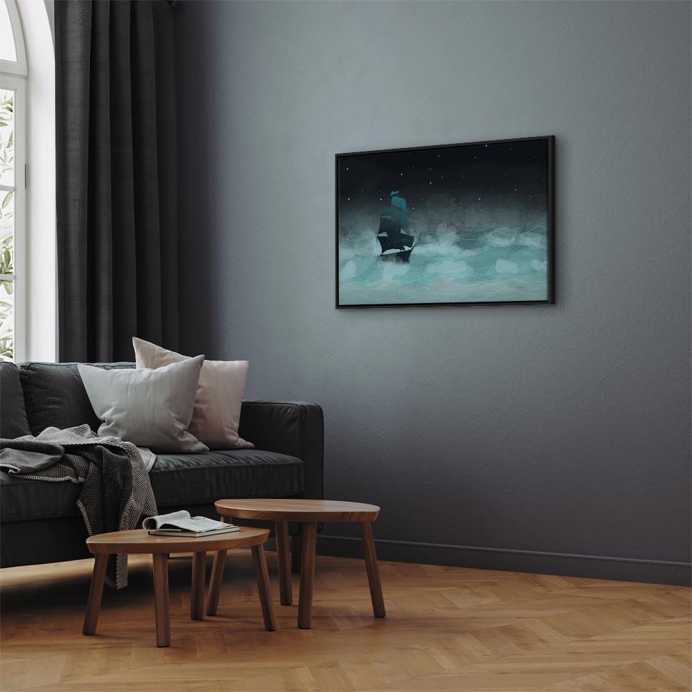 Leinwandbild - Night Waves (1 Part) Wide - Second Variant