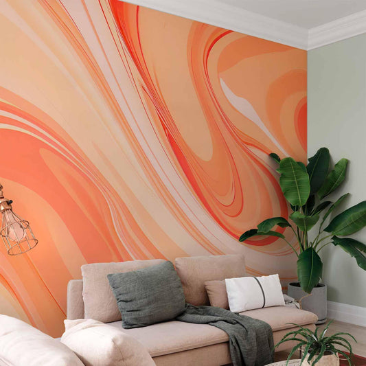 Fototapete - Peach Abstraction - Abstraction with Smoothly Transitioning Colors in Orange Tones Artgeist