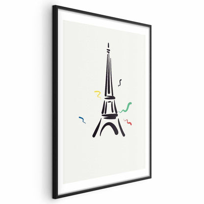 Poster - Black Illustration of the Eiffel Tower on a Light Background