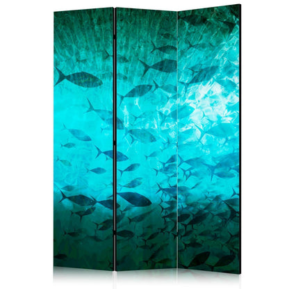 Paravent - Underwater Paradise - Numerous Shoal of Fish in a Beautiful Turquoise-Blue Depth Illuminated by Sunlight Artgeist
