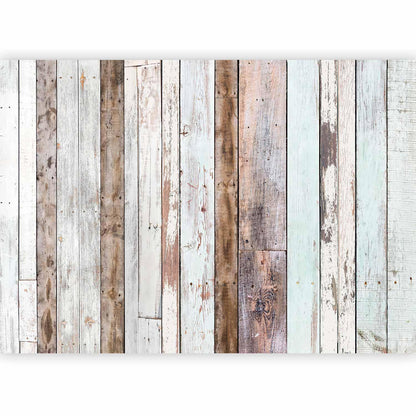 Fototapete – Bunte Holzbretter im Vintage-Look