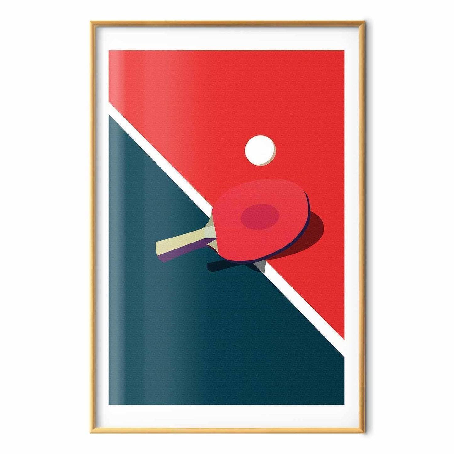 Poster - Table Tennis - Ball and Racket on a Table