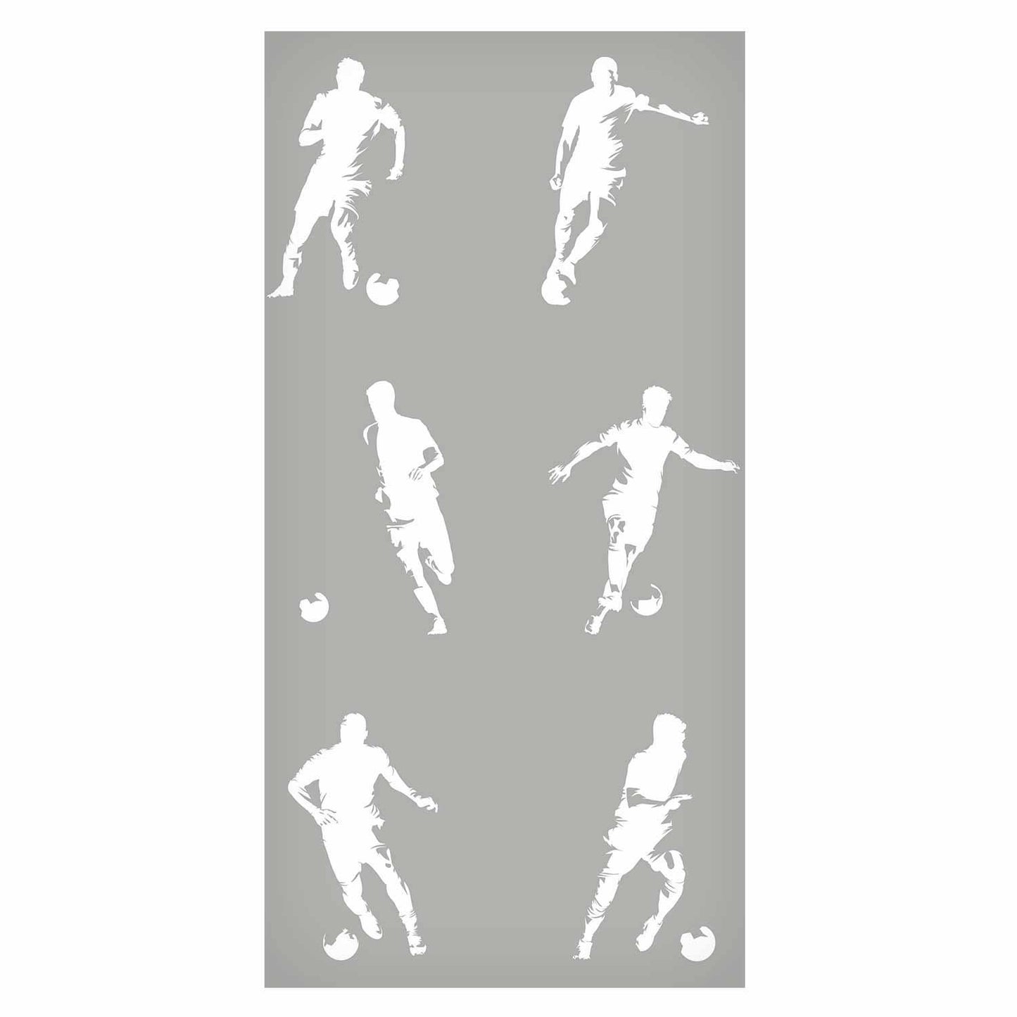 Tapete - Sports Silhouettes - Dynamic figures of soccer players on a gray background