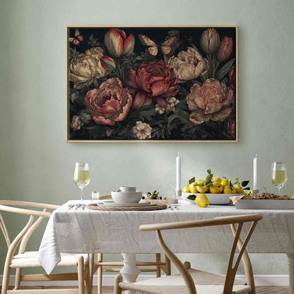 Leinwandbild - Flowers on a turquoise background