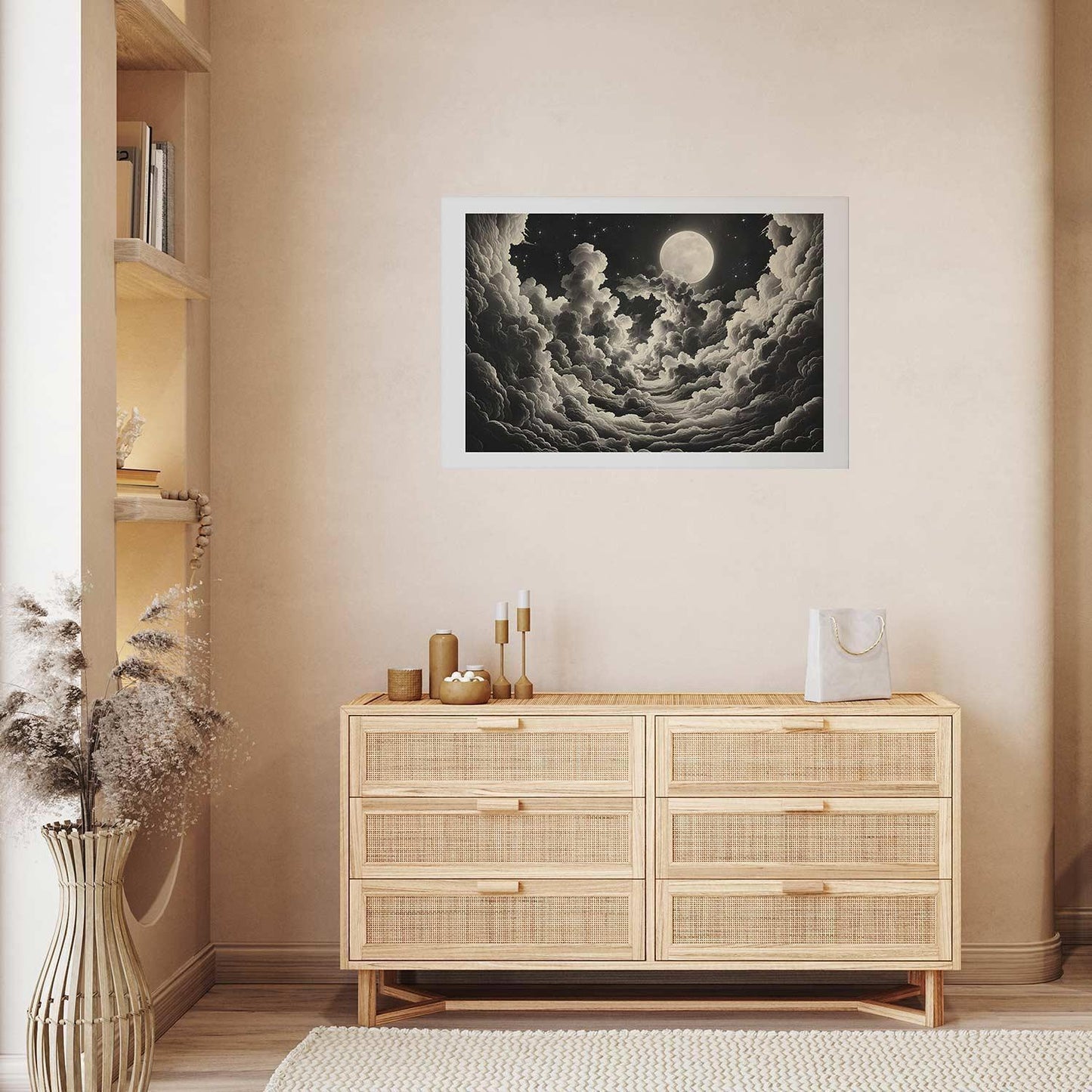 Poster - Moon and Stars Singing Among the Great Clouds Artgeist