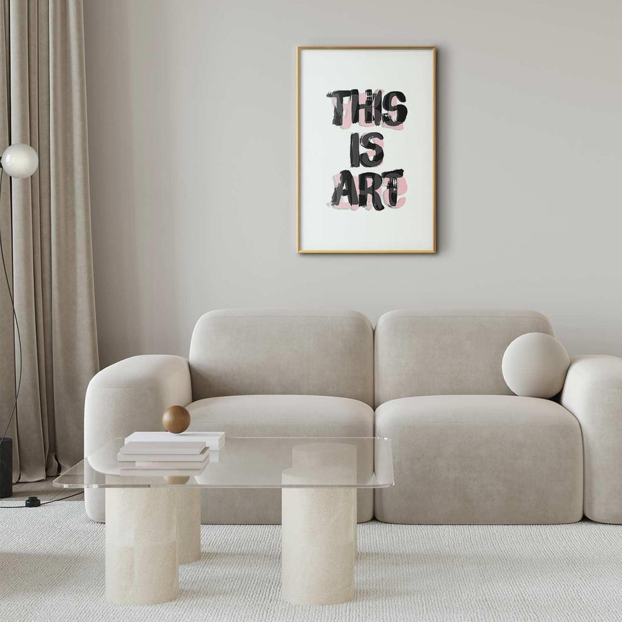 Minimalist living room with framed 