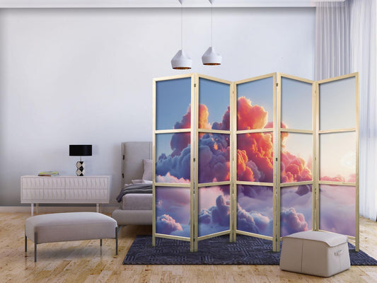 Japanischer Paravent - Twilight Spectacle: Clouds in Shades of Pink and Violet Artgeist