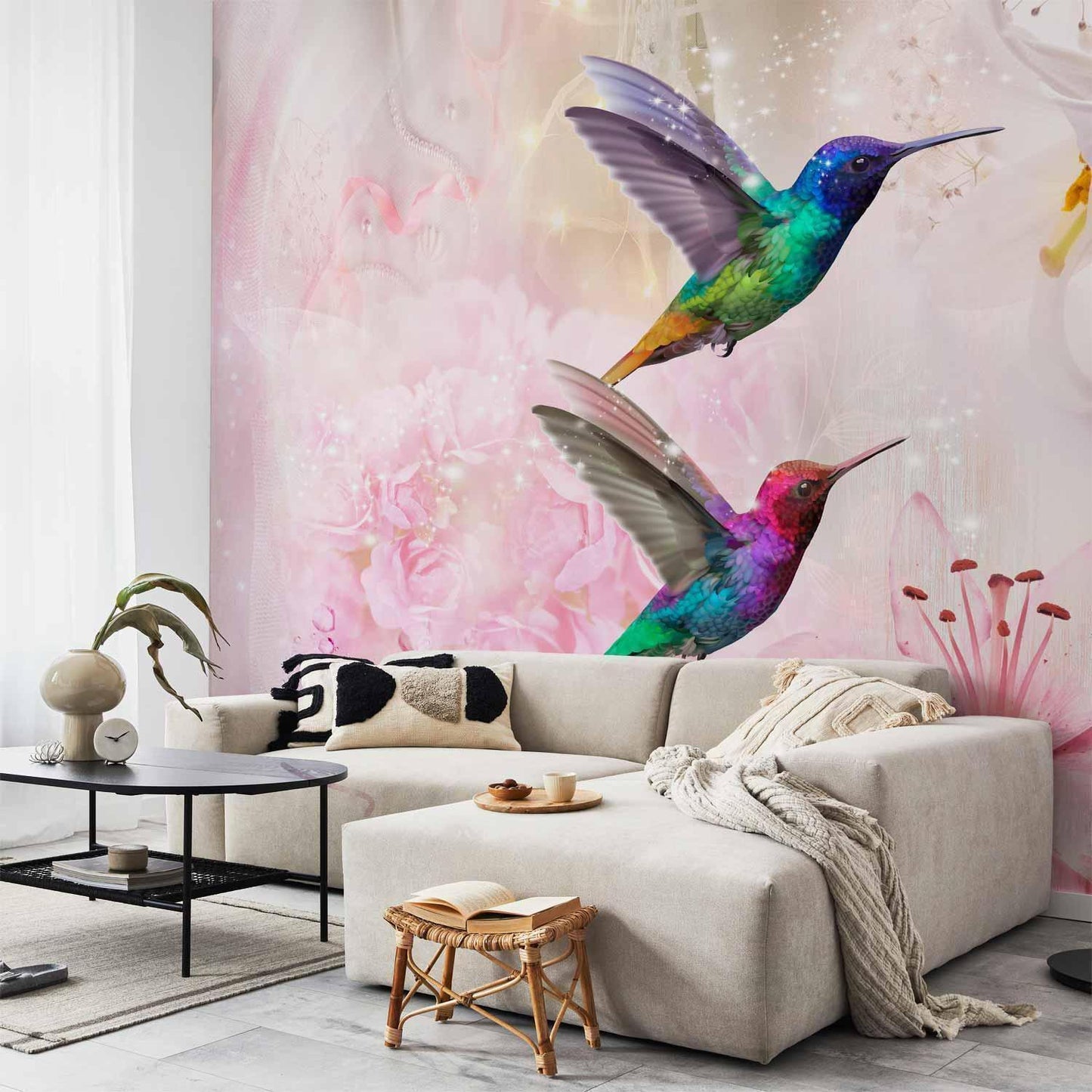 Fototapete - Colourful Hummingbirds (Pink) Artgeist