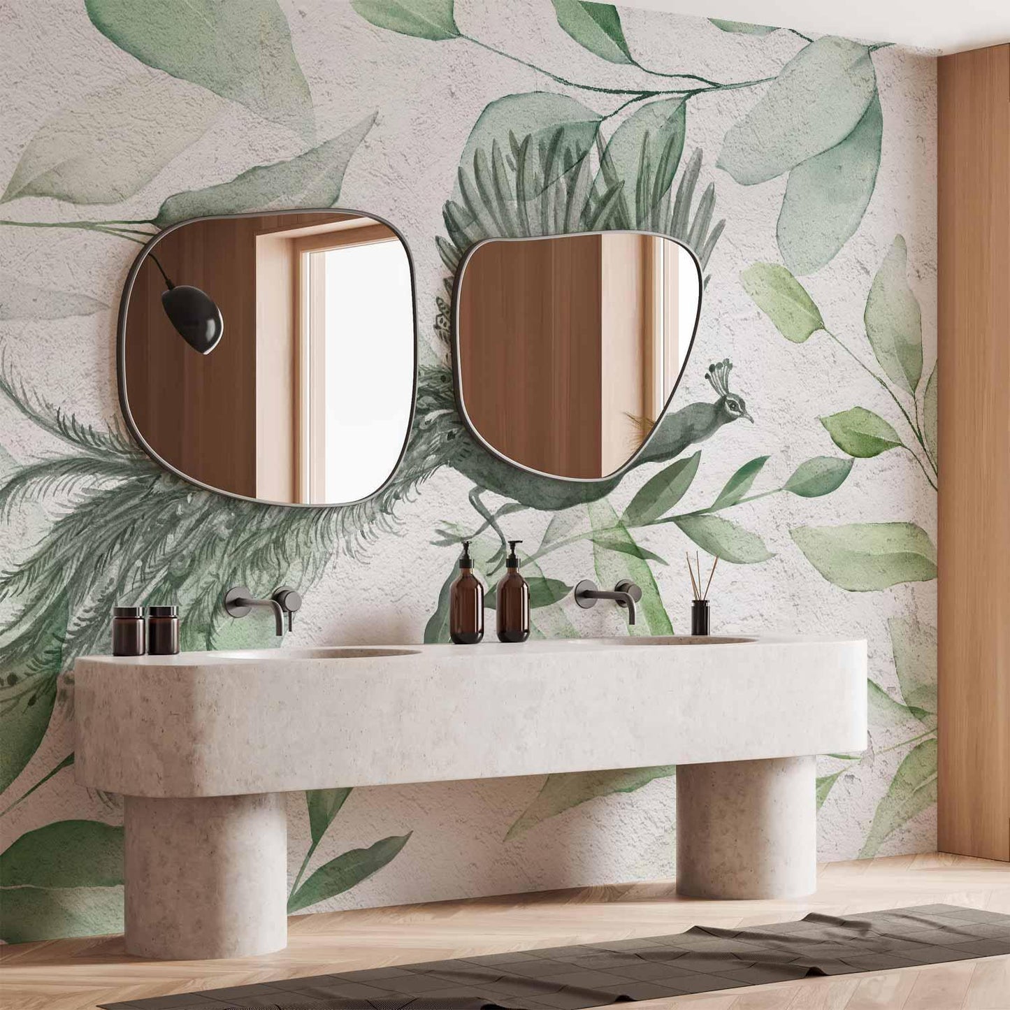 Fototapete - Flight of a Peacock - Third Variant