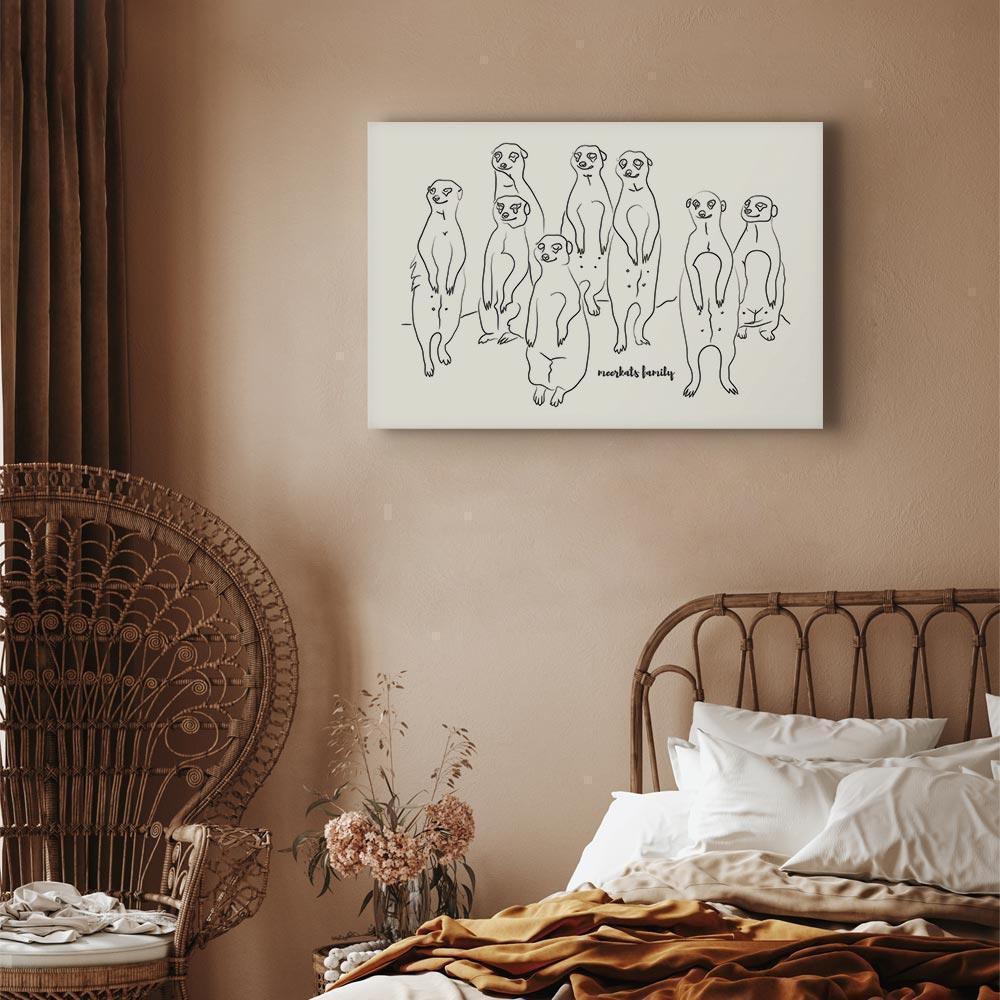 Leinwandbild - Animal Patrol (1-part) - Meerkats on Black and White Background