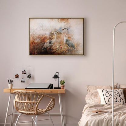 Leinwandbild - Herons on the Hunt (1 Part) Wide