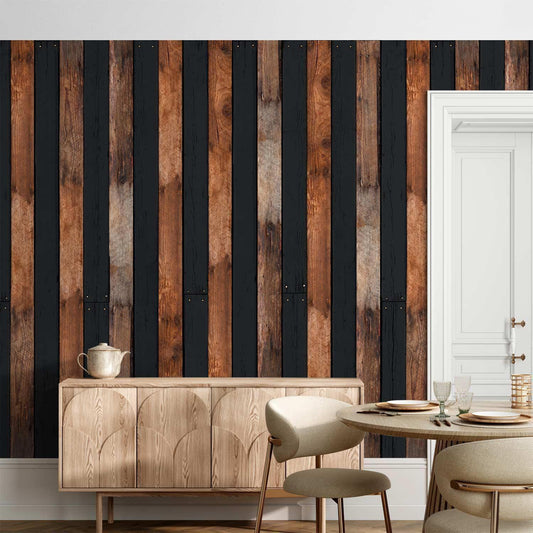 Tapete - Holzduo - Stilvolle Holzoptik für eine natürliche Atmosphäre