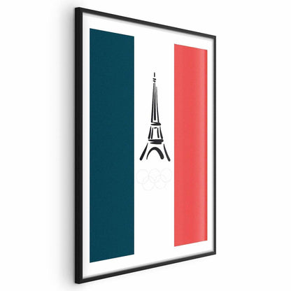 Poster - Graphic Eiffel Tower Against the French Flag Artgeist